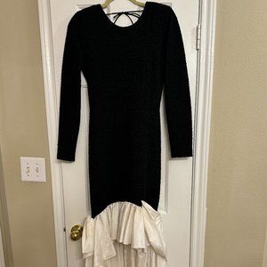 Vintage 1980’s black and white ruffle flute cocktail dress M